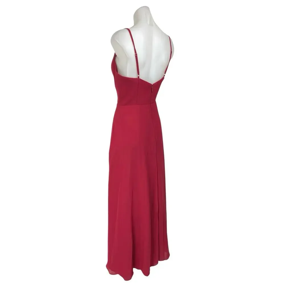 NEW Azazie Moira Red Sleeveless Cami Camisole Tank A Line Maxi Dress One Size